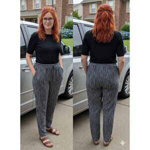 Panther Woman 16W Black/White Striped Pull-On Pants Elastic Waist